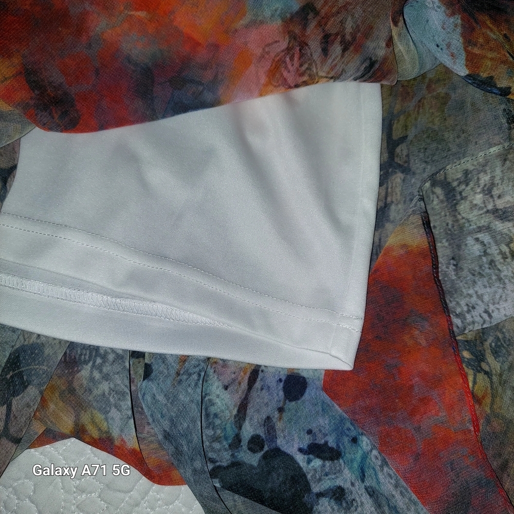 Christina Orange and Blue Maxi Skater Skirt Asymmetrical Resort Wear - Picture 5 of 8